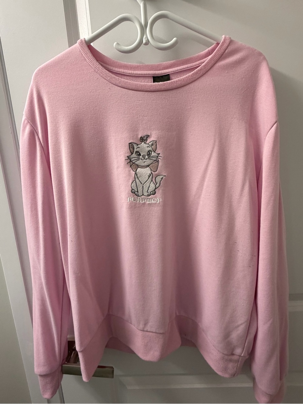 Disney Pink Crewneck Sweatshirt with Subtle Embroidery